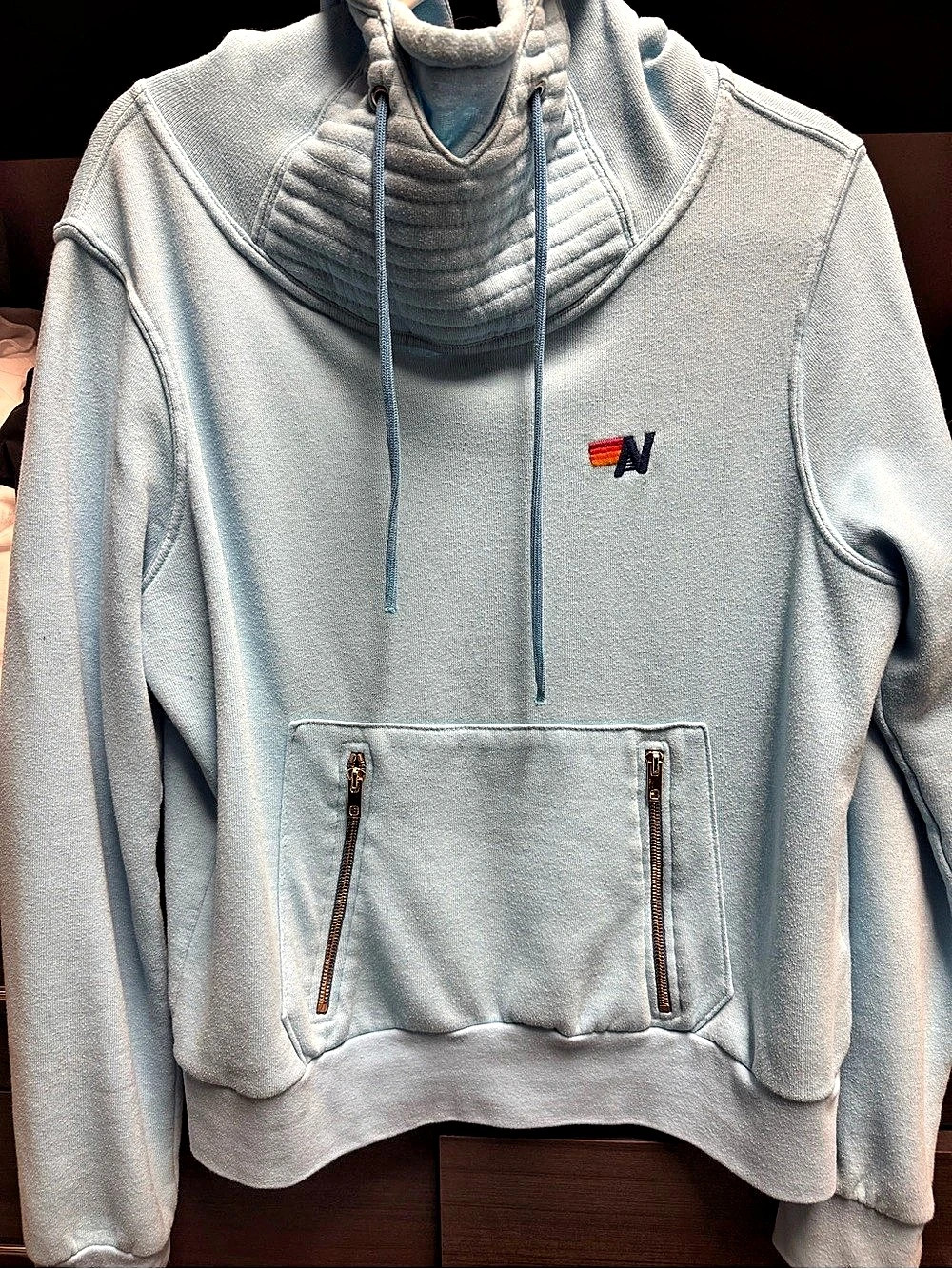 Aviator Nation Ninja Funnel Neck Hoodie with Zip Pockets Blue